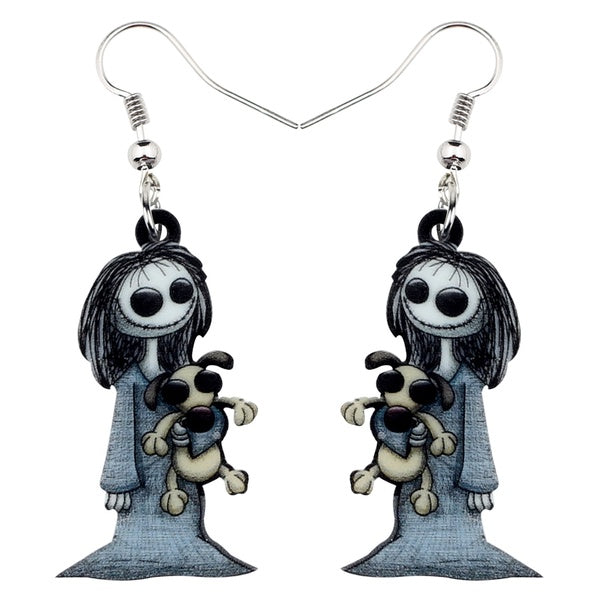 Acrylic Halloween Dark Smile Doll Toy Zombie Earrings Dangle Drop Hoops Punk Jewelry For Women Girls Party Costumes Charms Gift
