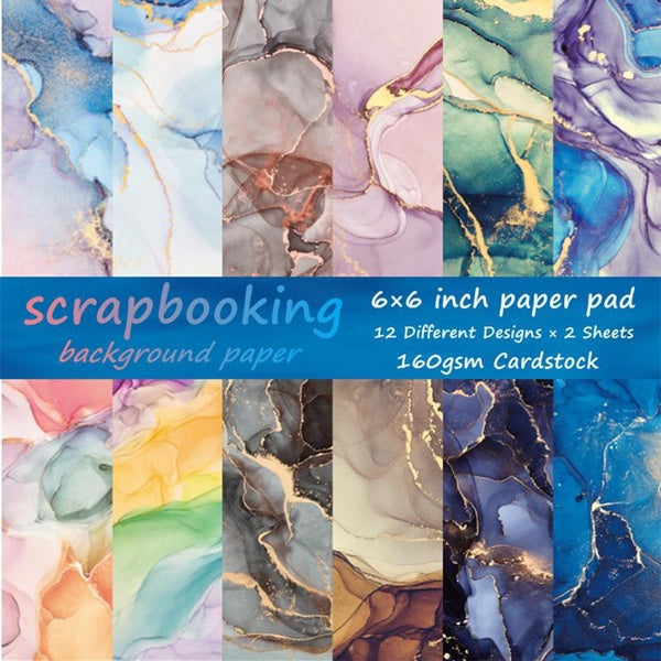 12 Sheets-24 Sheets Colorful Textured Background Paper - 6 Inch DIY Photo Album Scrapbook Hand Account Background Paper Card Making Background Paper