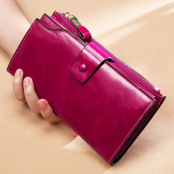 Women Wallet Leather Long Zipper Clutch Purse Large Capacity Card Holder Wallet