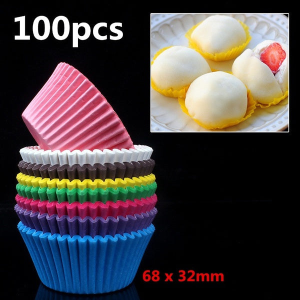 100Pcs Chocolate Paper Liners Baking Muffin Cake Cupcake Cases(68 x 32mm)