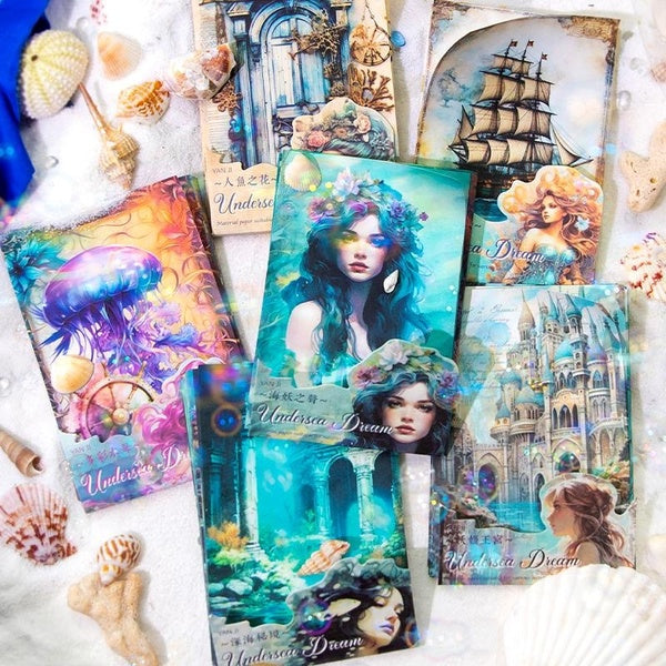 30Pcs-Pack Undersea Dreamland Series Vintage Paper Material Perfect for Collage Journaling Scrapbooking Diy Supplies