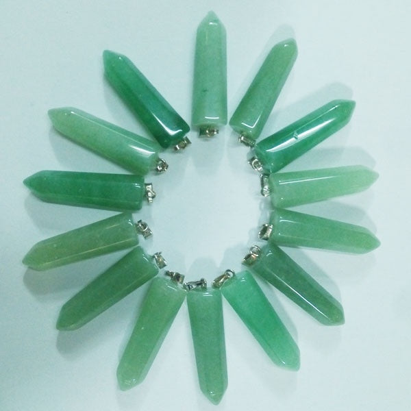 Mode vert Aventurine pierre hexagonale cristal pilier pendentif charme pendentif en pierre naturelle pour la fabrication de bijoux 32 * 10 * 10mm