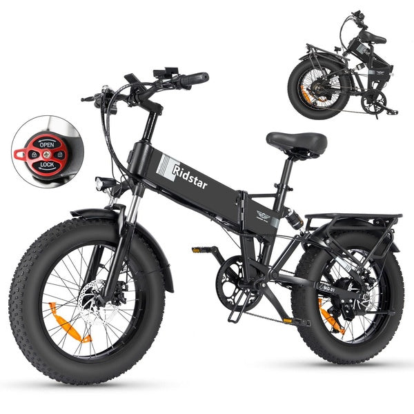 Ridstar 1000W 48V 14Ah Electric Bike 20" Fat Tire Folding Mountain Cycling eBike New Arrivial