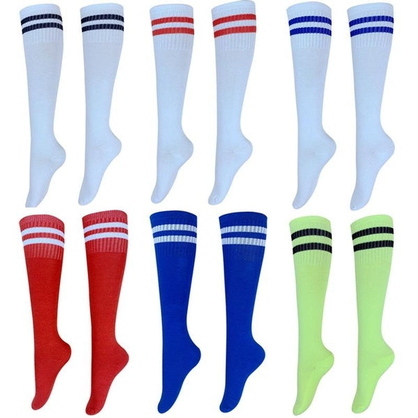 1 Pair Kids Over Knee Football Socks Striped Child Style Sports Socks Elasticity Wear-resistant Long Running Cycling Socks