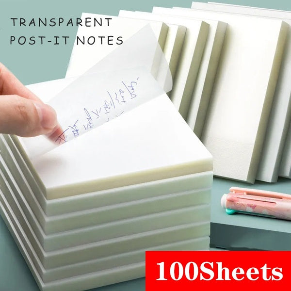 100 Sheets-set Waterproof PET Transparent Memo Transparent Paper Cutting, Simple High-value Student Paper, Office Stationery