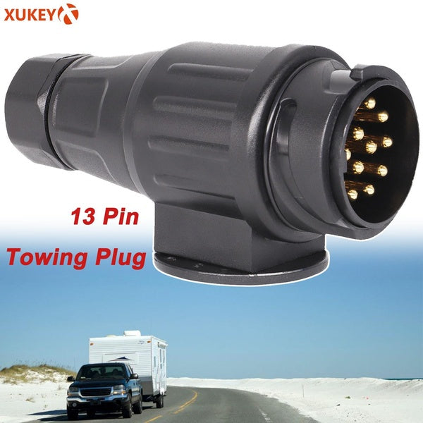 Xukey 13Pin 12V Trailer Plug Towing Bar Socket 13 Pole Caravan Wiring Electrical Connector Caravans Socket Adapter Car Accessories