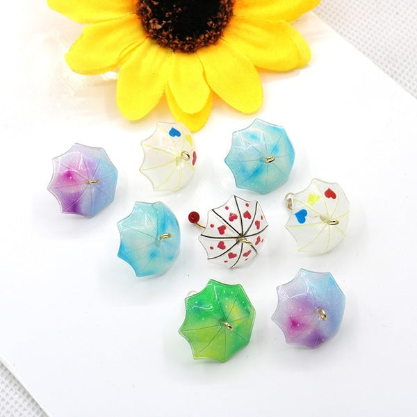 8pcs 3D Resin Umbrella Charm, Transparent Colorful Glitter Acrylic Umbrella Pendant, DIY Earrings Key Chain Decoration Accessories