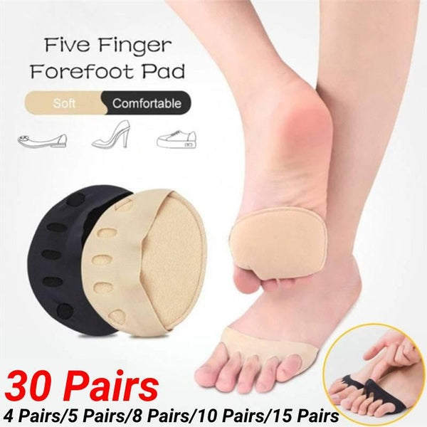 4-5-8-10-15-30 Pairs Forefoot Pads Five-finger Socks Open Toe Forefoot Insole Shoes Pads High Heel Insole Anti-Slip Foot Protection Cushions Sponge P