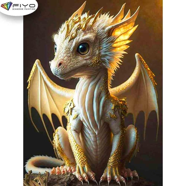 FIYO Yellow Dragon Diamond Painting Kits For Adults DIY 5D Diamond Mosaic Diamond Painting Home and Kitchen Fashion Canvas Pictures Wall Decoration G
