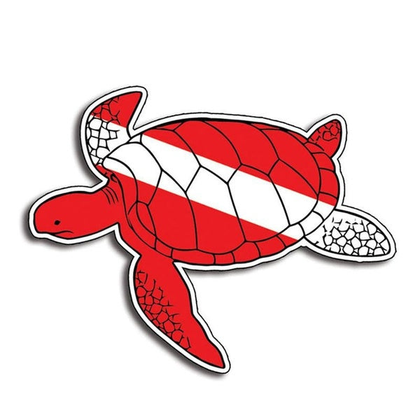 2Pcs 13cm x 10.2cm for Sea Turtle Scuba Diving Down Sticker Diver Decal Dive Graphic Car Truck Flag Waterproof Car Sticker