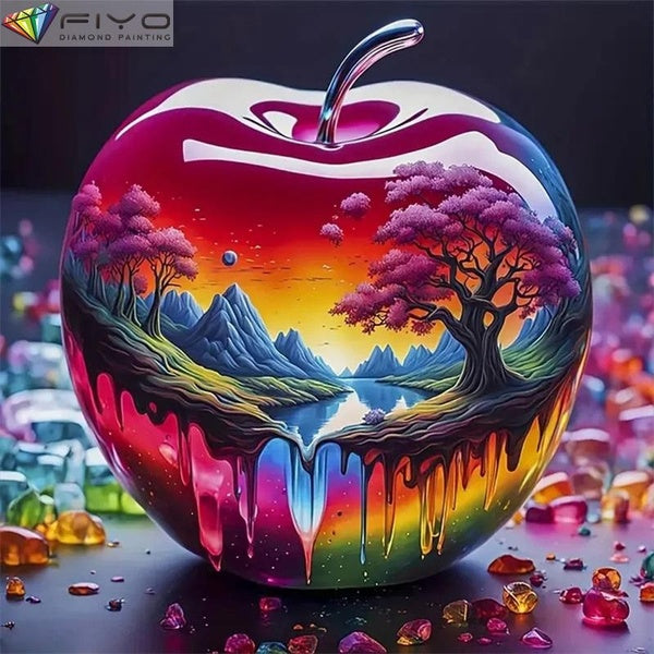 FIYO Apple Tree DIY 5D Diamond Painting Full Drill with Number Kits Home and Kitchen Fashion Mosaic Diamond Painting Canvas Wall Decoration Gift Craf