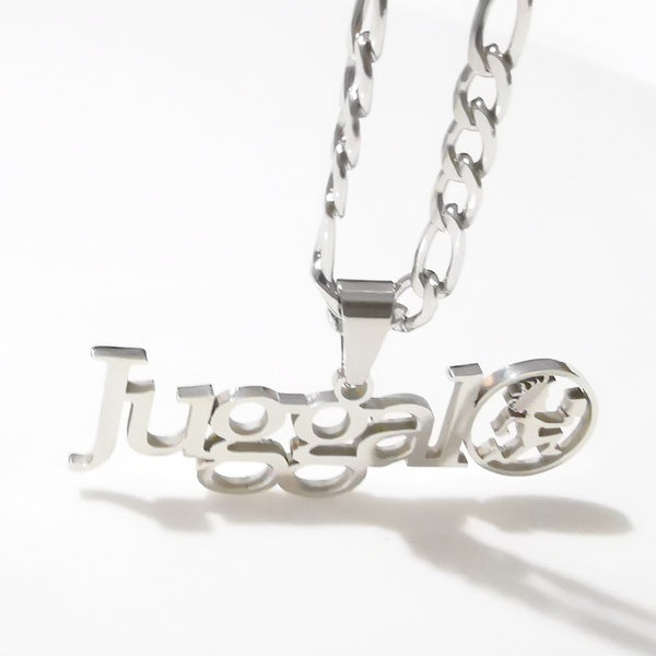 Mens Jewelry Punk Silver Letter Juggalo Pendant Necklace Stainless Steel ICP Hatchetman Charms Chain 4mm24 inch