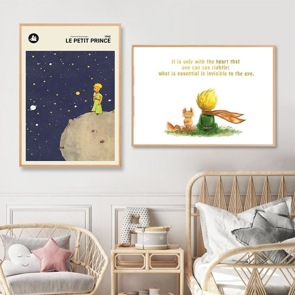 The Little Prince French Version Prints Nursery Wall Art Canvas Painting Le Petit Prince Book Cover Poster Kids Room Wall Decor No Framed
