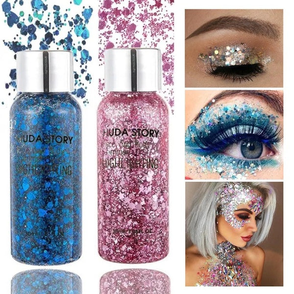 Fashion 9colors Face and Body Beauty Laser Sequins Glow Body Lotion Shanpian Ointment Colorful Stage Makeup Cosmetics Glitter Body Gel