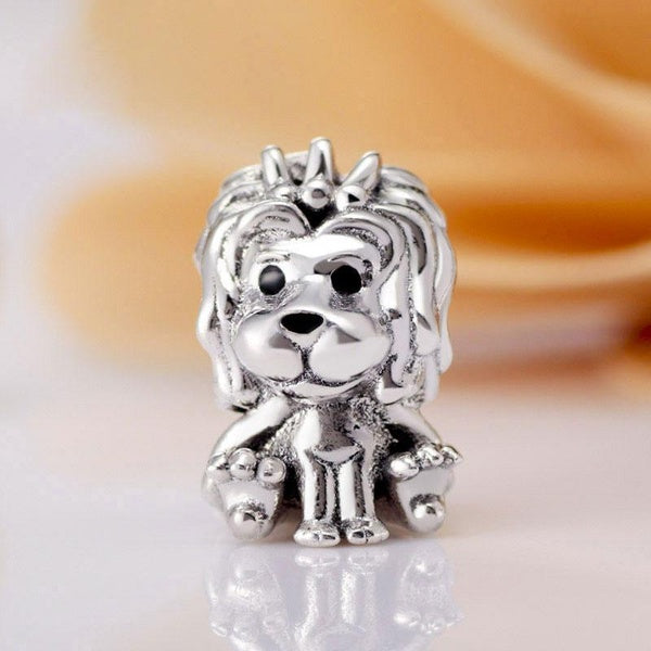 Perle de charme de lion d'Union Jack ondulée en argent sterling 925 pour des bracelets de charmes européens