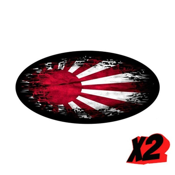 2pcs Fade To Black OVAL Design & Japanese Rising Sun Flag Vinyl Car Sticker Decal Decorate