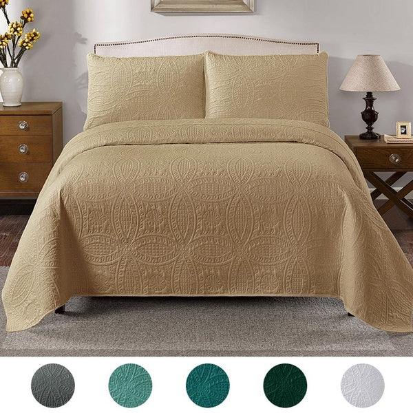 Bedspreads King Size Quilted Bedspread Coverlets Sets Embossed Summer Blanket Soft Lightweight Polyester Bed Throw with 2 Pillowcases for Bedroom Dec