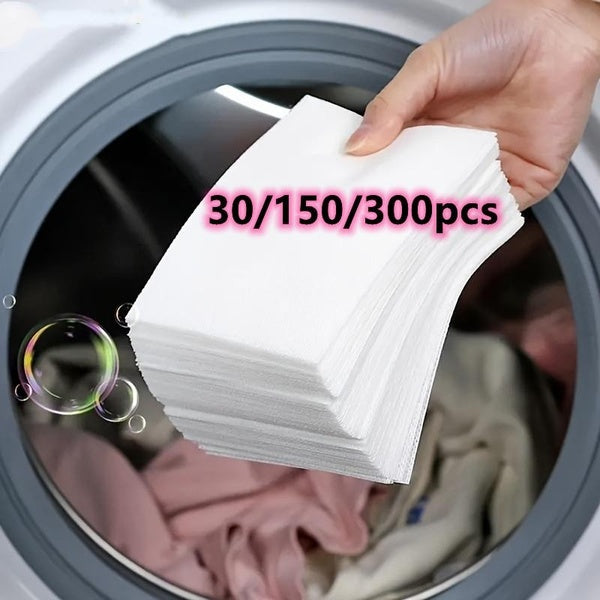 30-150pcs Plastic-Free Laundry Detergent Sheets Hypoallergenic Liquid Less Washing Sheets Strong Decontamination & Biodegradable Cleaning Strips