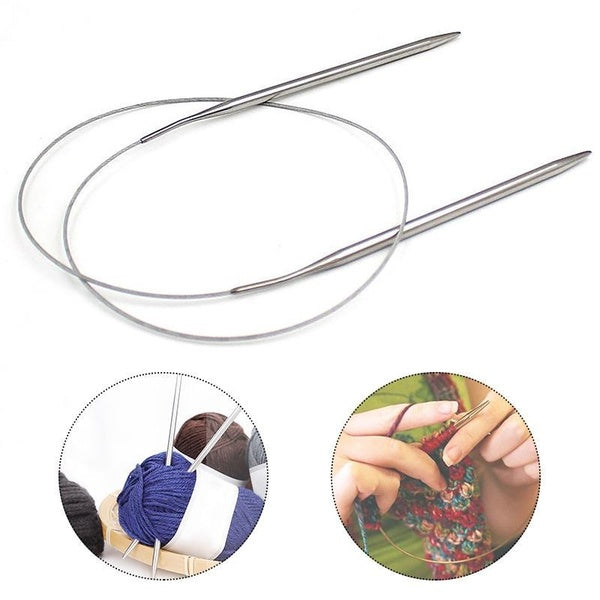 2Pcs Stainless Steel Circular Knitting Needles Crochet Needles Pins Needle Craft Tools For Set of Knitting hooks DIY Weaving-1.6-4.8mm