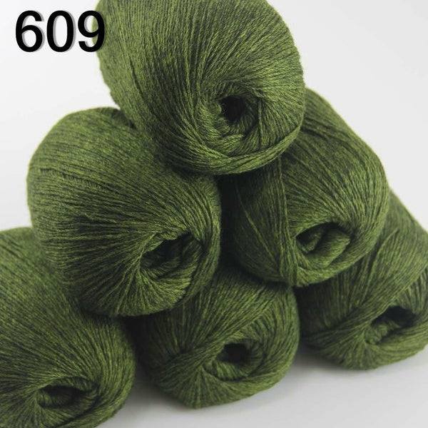 Sale 6ballsx50gr Super luxurious Pure soft Velvet Cashmere Hand Knitting Shawl Wrap yarn Dark Olive Professional sales of Shawl Wrap yarn 609 Profess