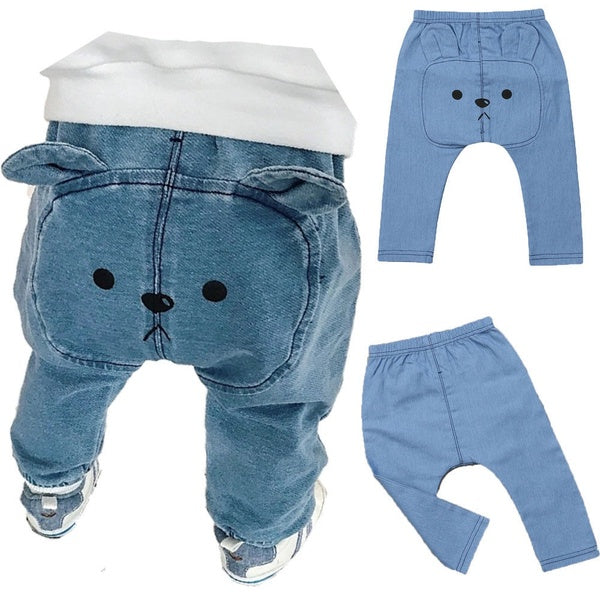 Newborn Kid Baby Boy Girls Denim Pants Casual Animal Leggings PP Trousers Bottoms
