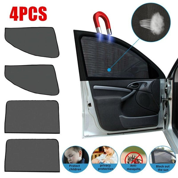 4pcs Magnetic Car Side Window Sun Shade UV Protection Curtain Sunshade Mesh Sun Visor Summer Protect Car Blinds Car Accessories