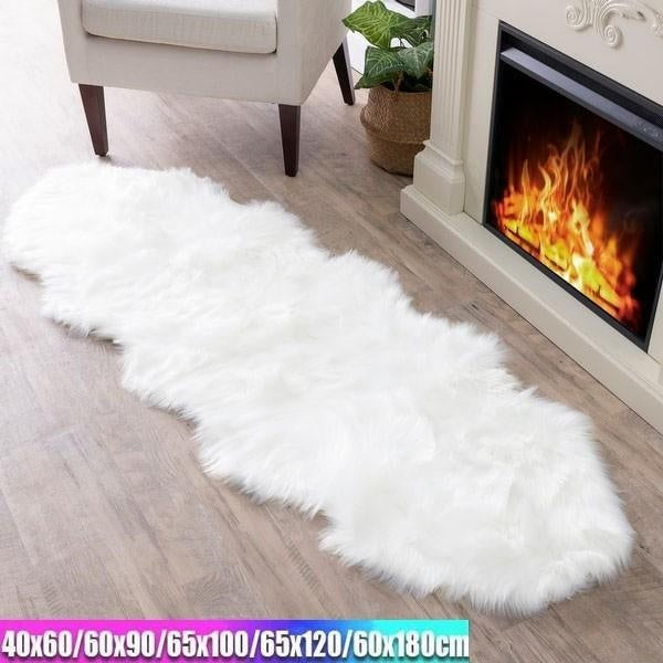 Luxury Faux Fur Shag Area Rug - Soft Plush Floor Mat Wool Carpet For Living Room Sofa Cushion Fluffy Bedside Rug Non-Slip Bedroom Decoration Cover Do