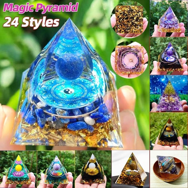 24 Styles Pyramid Magic Orgonite Amethyst Crystal Sphere Quartz Natural Cristal Stone Orgone Energy Healing Reiki Yoga Meditation Tool Home Decor