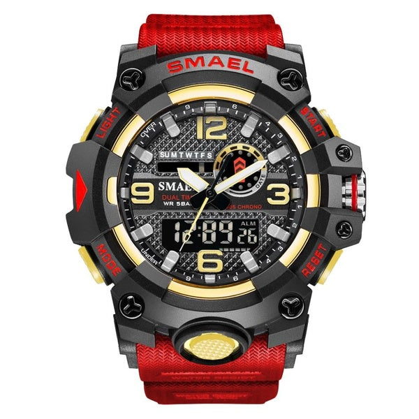 Montres de sport SMAEL pour hommes Montre-bracelet à quartz étanche à LED avec alarme et date Montre-bracelet à double affichage pour homme Montre-br