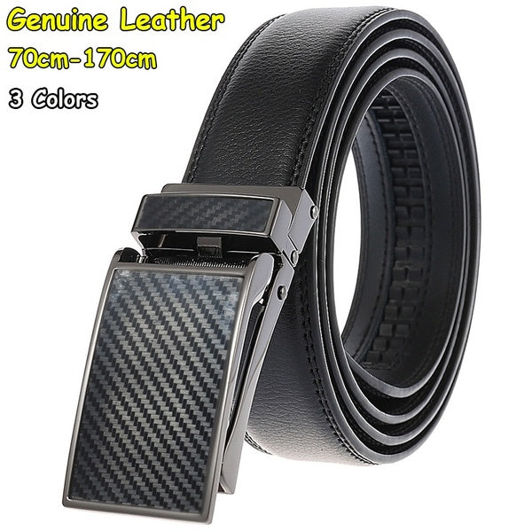 Fashion Belts Men Genuine Leather Belt Business Belts Wast Belts for Men Jeans Belts Automatic Buckles Belts Men's Gifts 3 Colors 70cm-170cm