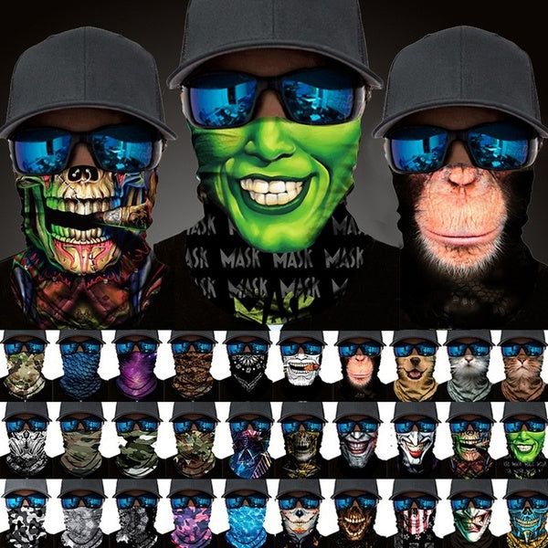 Joker Skull Neck Gaiter Riding Half Face Tube Scarf UV Protection Motorcycle Headwear Balaclava Bandana Scarves