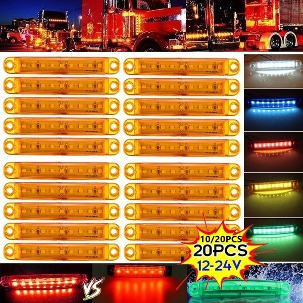 New Bright 10PCS 20PCS 12V-24V Étanche 9LED Side Marker Light Lampe Indicateur Barre Lumineuse Pour Camion Remorque Bus Bateau Rv Camions - Jaune - R