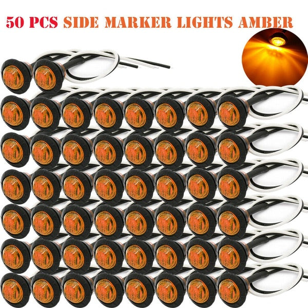 50x 3-4" Round Bullet Side Marker Lights 3LED Dégagement Camion Bateau Remorque Ambre