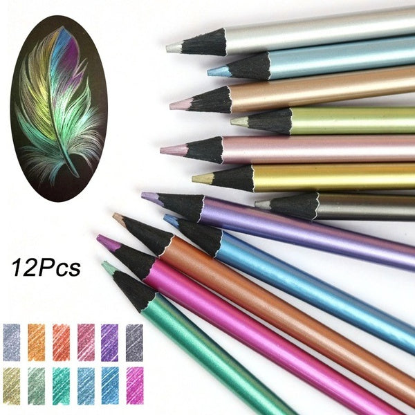 12 Colors Metallic Pencil Sketching Pencil Colored Drawing Pencil DIY Painting Art Supplies Student Gift