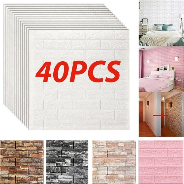 3D DIY Decoration Home Brick Wall Sticker Living Room Waterproof Foam Room Sticker Wallpaper Kitchen Decal 10-40Pcs