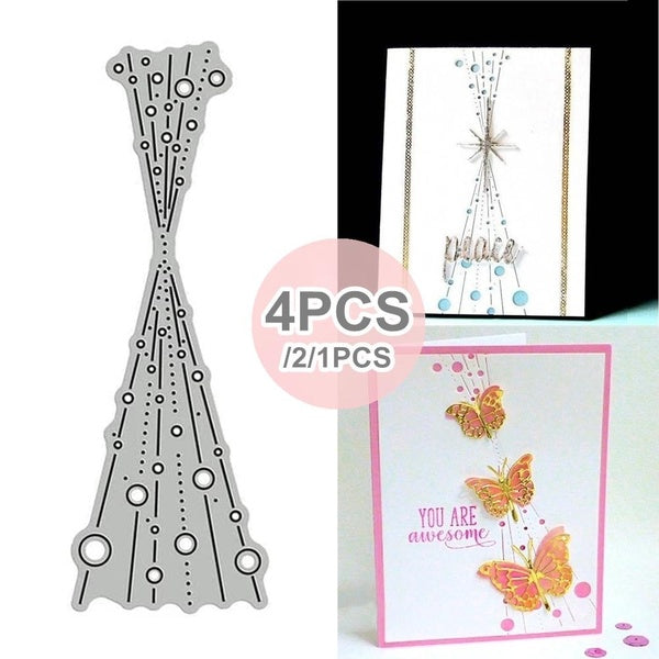 4-2-1PCS Christmas Bubble Spotty Line Frame Metal Cutting Dies Stencils for Diy Scrapbooking Decorative Embossing Handcraft Template