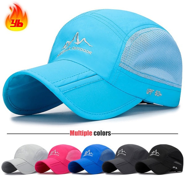 6 Colors New Fashion Casual Baseball Cap Outdoor Sport Cotton Snapback Hats For Men and Women Quick-Drying Material Splicing Mesh Folding and Portabl
