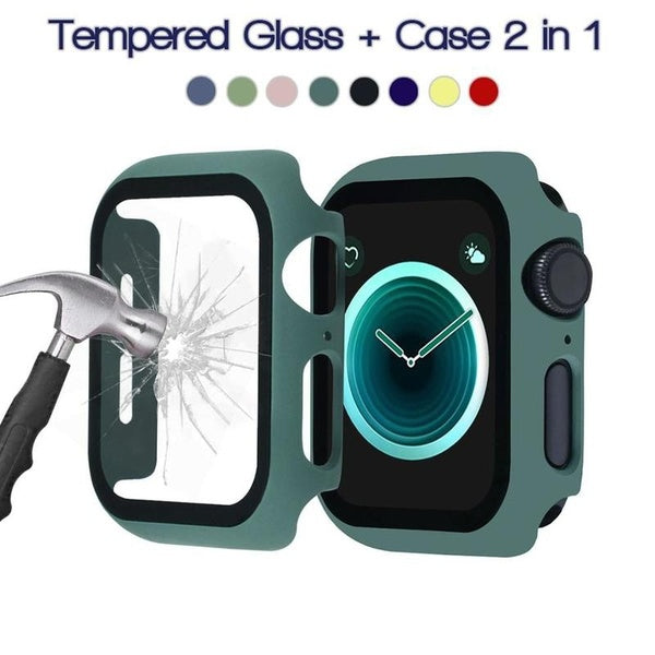 360 Full Screen Protector Bumper Frame Matte Hard Case for Apple Watch 6-SE-5-4-3-2-1 Cover Tempered Glass Film for Iwatch 40mm-44mm