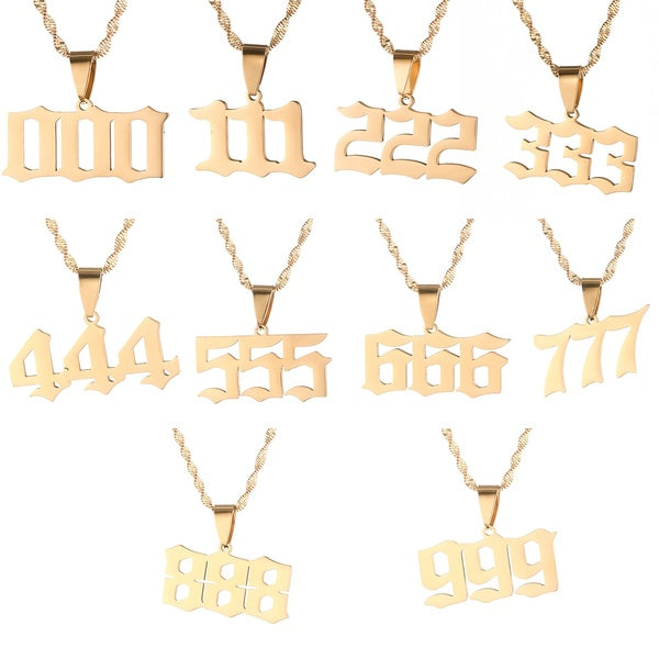 Acier inoxydable Ange Nombre Lucky Numbers Colliers 111 222 333 444 555 777 888 999 666 000 Pendentif Collier Charmes Bijoux