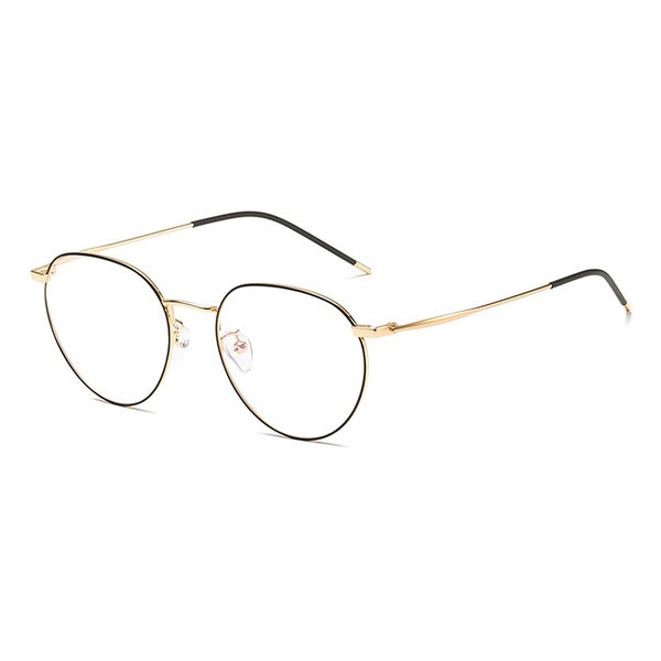 MAXJULI Rond En Métal Bleu Lunettes de Blocage de Lumière pour Hommes Femmes Optique Cadre Ordinateur Anti Réfléchissant UV Protéger Lunettes 6035