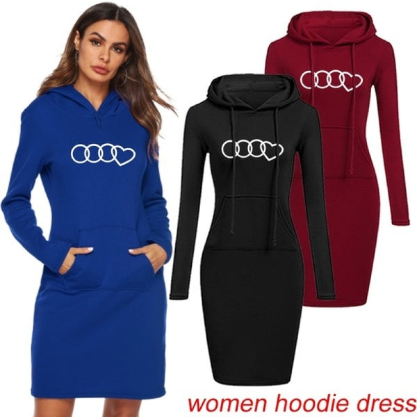 2021 Women Hoodie Dress Brand Printed Long Sleeve Hoodie Casual Hooded Jumper Pockets Sweater Tops S-2XL