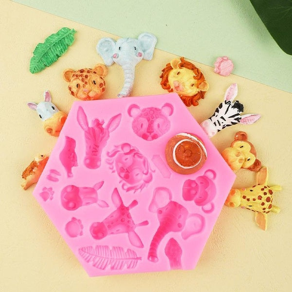 Silicone Fondant Cake Mold 3D Forest Tie Elephant Lion Monkey Animal Design Style Candle Moulds Soap Mold Chocolate Mould