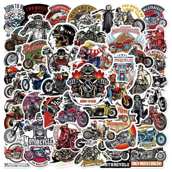 10-50Pcs Cool Motorcycle Sticker Graffiti Stickers for DIY Luggage Laptop Skateboard Motorcycle Bicycle Stickers