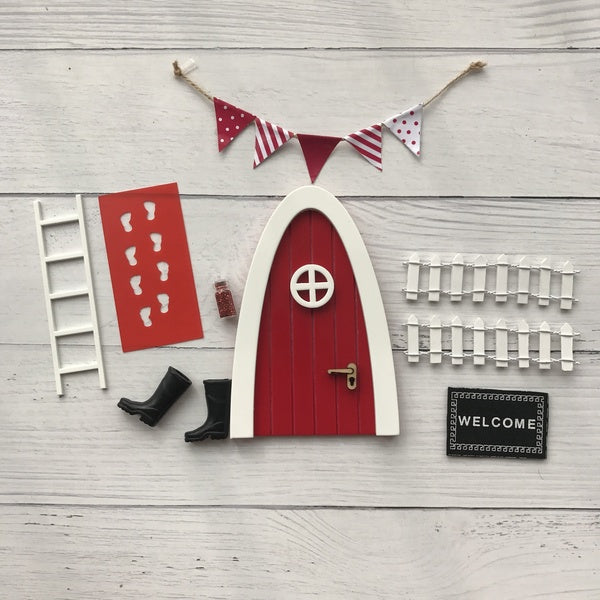 Hand Made Red Arch Fairy door great gift for Kid miniature Christmas ELF tooth Red fairy door Set Dust Welcome Mat Feet Printer fairy doors for kids