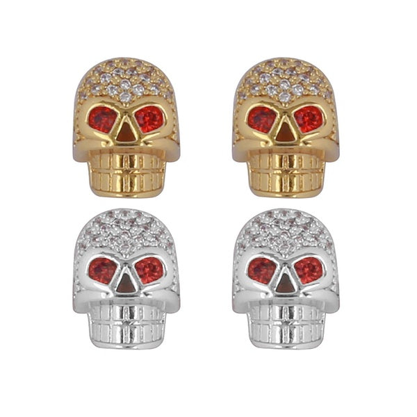 10pcs-Lot CZ Spacer Skull Beads Brass Micro Pave Cubic Zirconia Beads Jewelry Making Diy Charms Bracelet Wholesale CZBS49