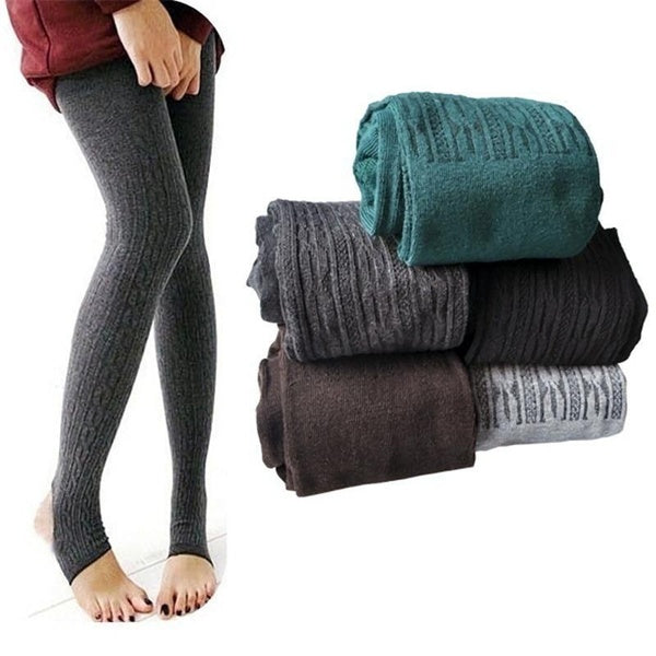 Collants confortables en coton chaud pour l'hiver pour femmes Leggings en coton tricoté à l'étrier pour femmes (8 couleurs)