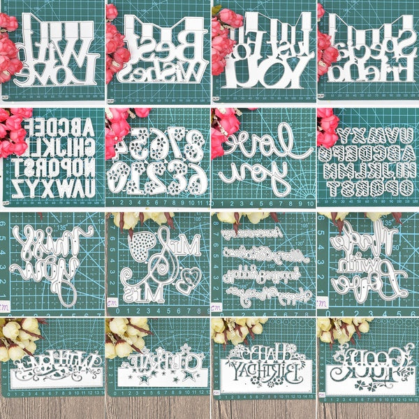 Word Phrases Cutting Dies Letter Number Metal Die Cuts Stencil For DIY Scrapbooking Greeting Card Decor Paper Craft