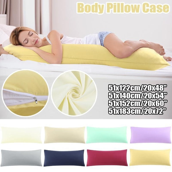 Soft Microfiber Zippered Body Pillow Case Cover Plain Long Bed Pillowcases, 4size optional