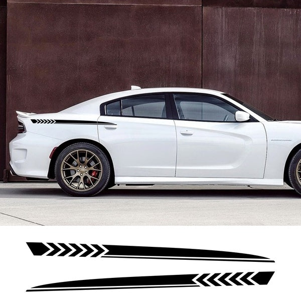 2Pcs For Dodge Charger Car Stickers Sport Styling Auto long side Stripes Decals DIY Vinyl Film Automobile Car Tuning Accessories