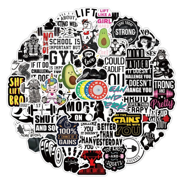 10-50Pcs The Fitness Stickers Workout Exercise Inspiring Phrases Graffiti Kids Toy Skateboard Phone Laptop Luggage Sticker Decals